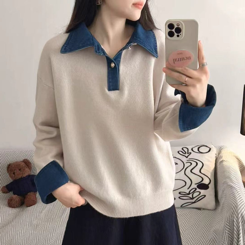 Jersey Denim Patchwork Polo — La mezcla que define la temporada | ATELIER NOVA