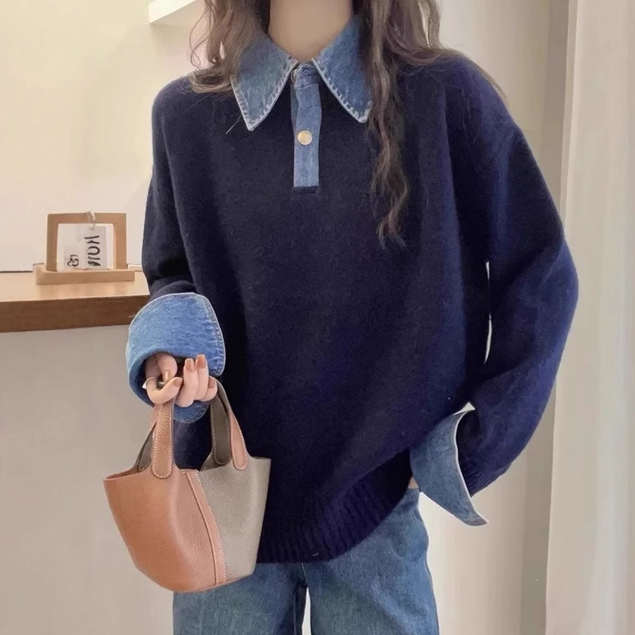 Jersey Denim Patchwork Polo — La mezcla que define la temporada | ATELIER NOVA
