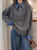 Jersey Denim Patchwork Polo — La mezcla que define la temporada | ATELIER NOVA