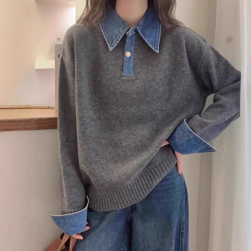 Jersey Denim Patchwork Polo — La mezcla que define la temporada | ATELIER NOVA